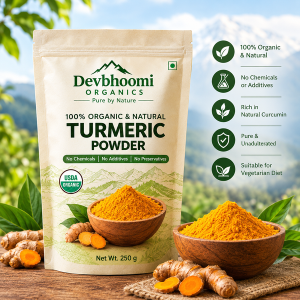 Devbhoomi Organics 100% Organic and Natural Turmeric Powder